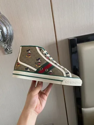 Gucci Screener Monogram Canvas Green Red Web High-Top Lifestyle Sneakers 7