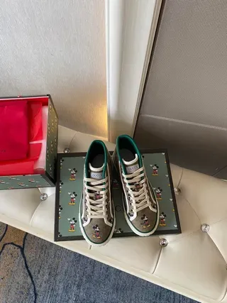 Gucci Screener Monogram Canvas Green Red Web High-Top Lifestyle Sneakers 8
