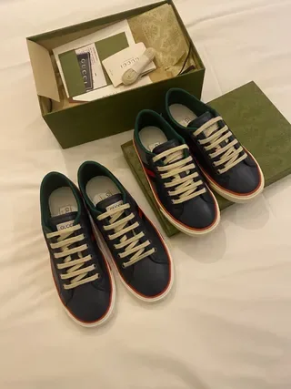 Gucci Screener Navy Blue and Green Web Lifestyle Sneakers 9