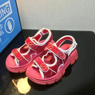 Gucci Screener Red Velvet and Pink Platform Gladiator Sandals