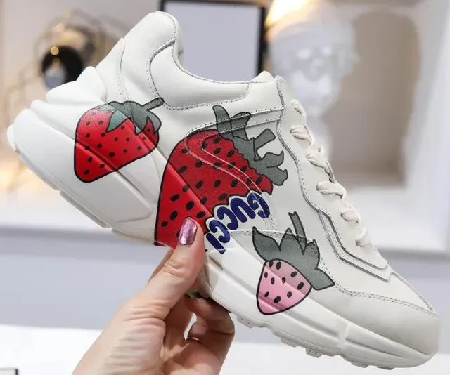 Gucci Screener Strawberry Print Off-White Lifestyle Sneakers 5