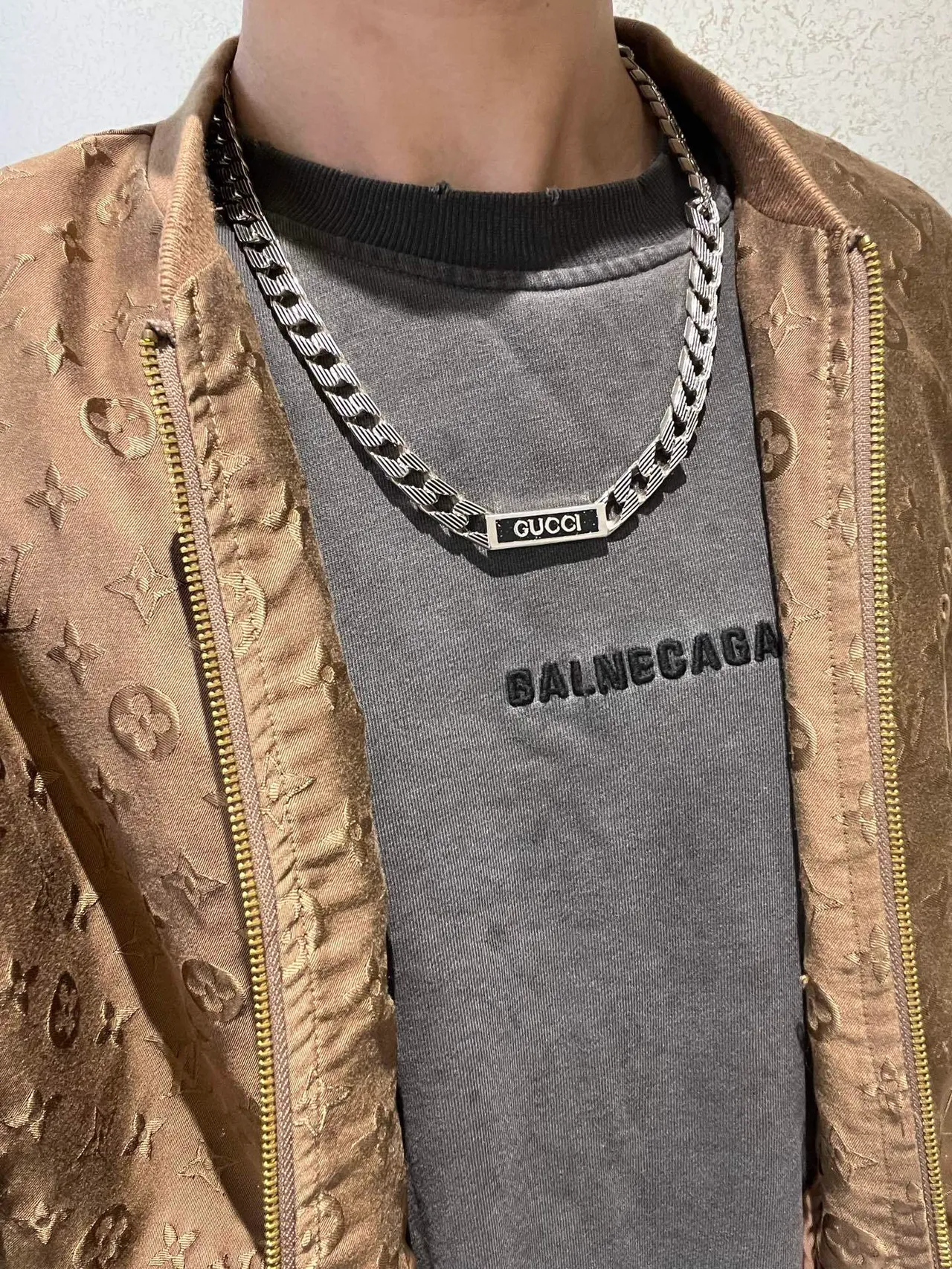 Gucci Silver Black Ribbed Curb-Link Chain Rectangular Enamel Plaque Pendant Necklace 5
