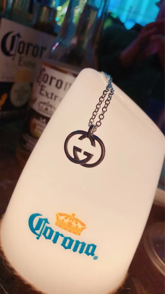 Gucci Silver Chain Interlocking Double G Pendant Necklace 2