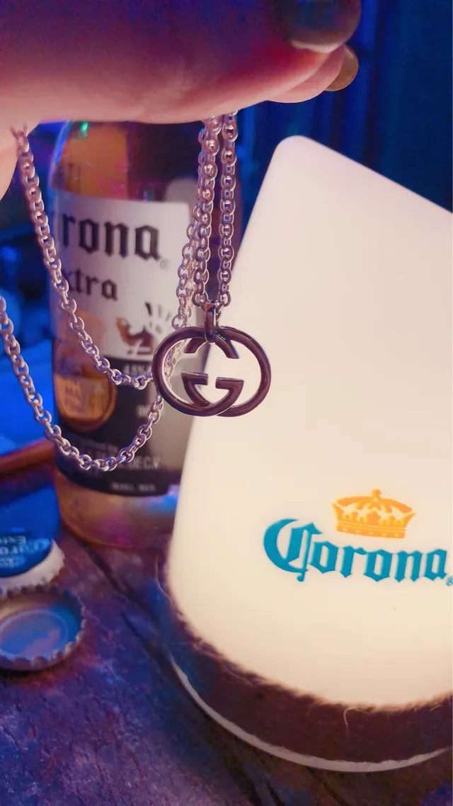 Gucci Silver Chain Interlocking Double G Pendant Necklace 5
