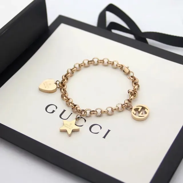 Gucci Silver Chain-Link Charm-Adorned Bracelet 5