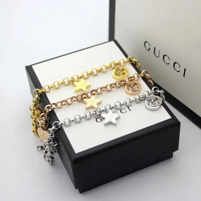 Gucci Silver Chain-Link Charm-Adorned Bracelet 8