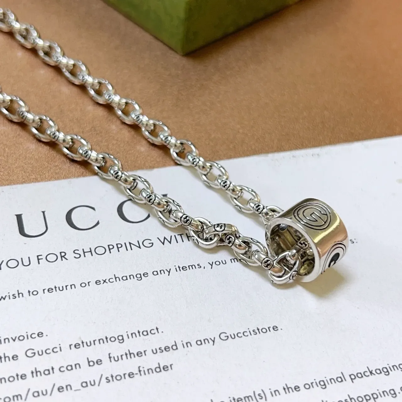 Gucci Silver Chunky Oval-Link Chain Engraved Interlocking G Motifs Necklace 4