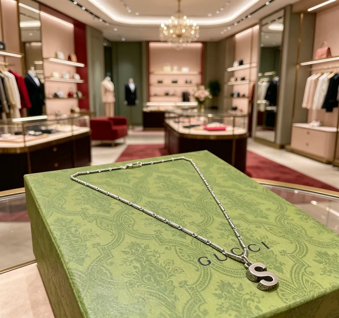 Gucci Silver-Toned Engraved 'S' Pendant Necklace 9