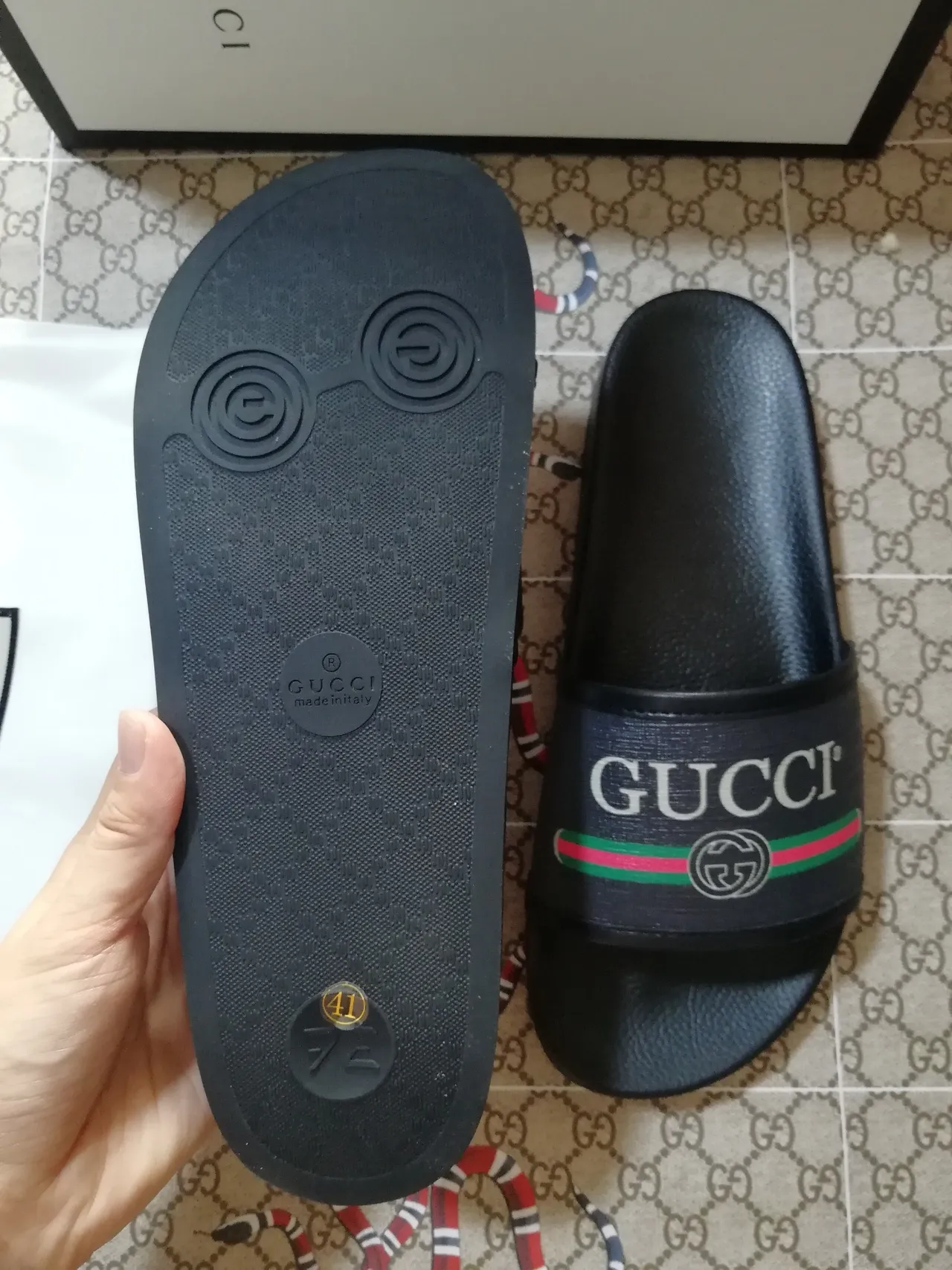 Gucci Slide Black Red Green Web Strap Slippers 2