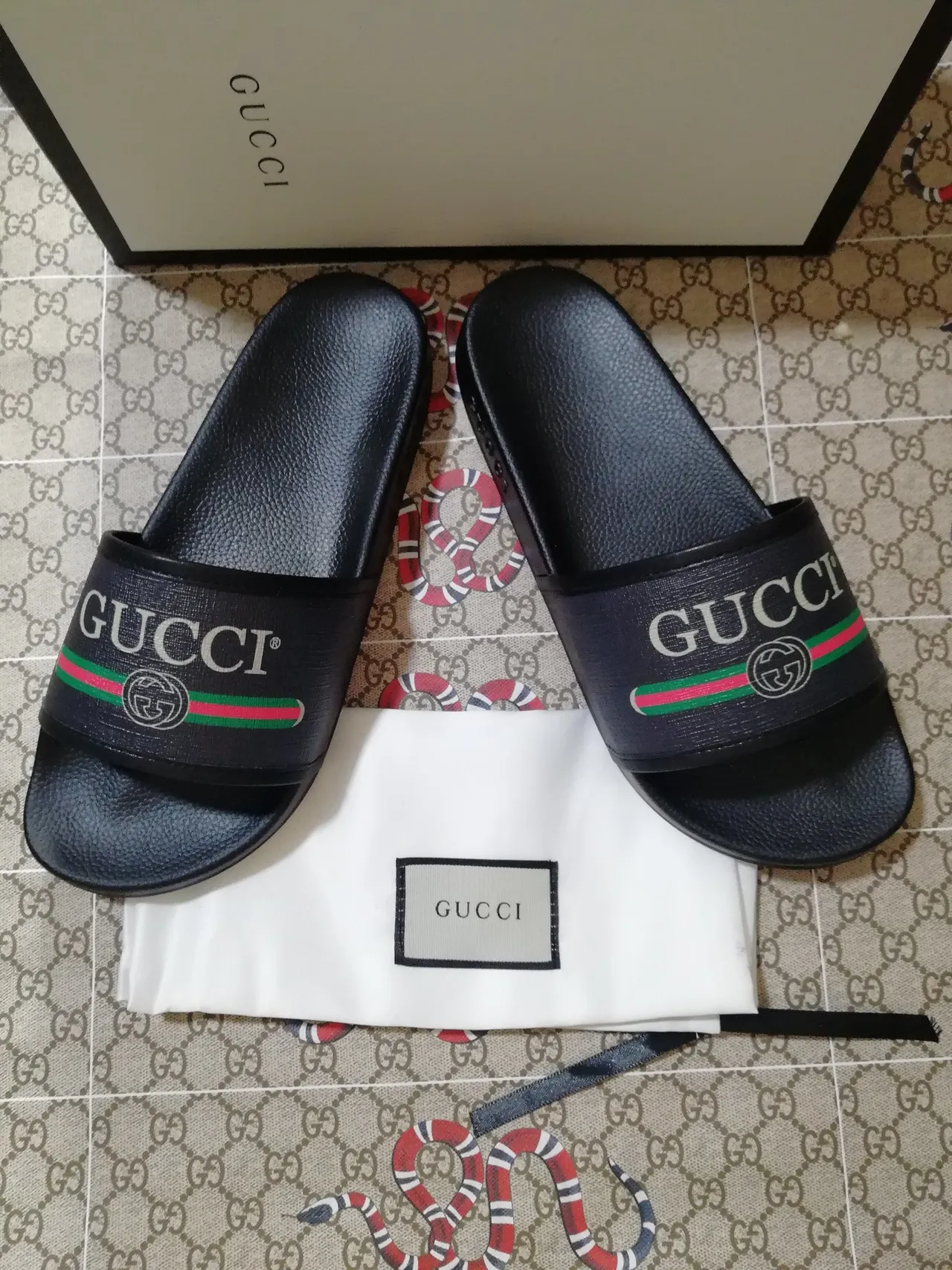 Gucci Slide Black Red Green Web Strap Slippers 4