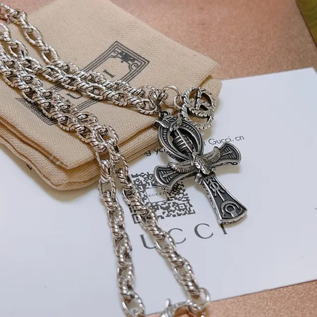 Gucci Symbolic Ankh and Interlocking G Charm Necklace 4