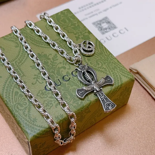 Gucci Symbolic Ankh and Interlocking G Charm Necklace 9