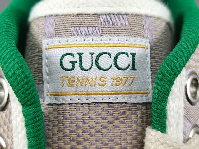 Gucci Tennis 1977 Beige Monogram Web Stripe Lifestyle Sneakers 5