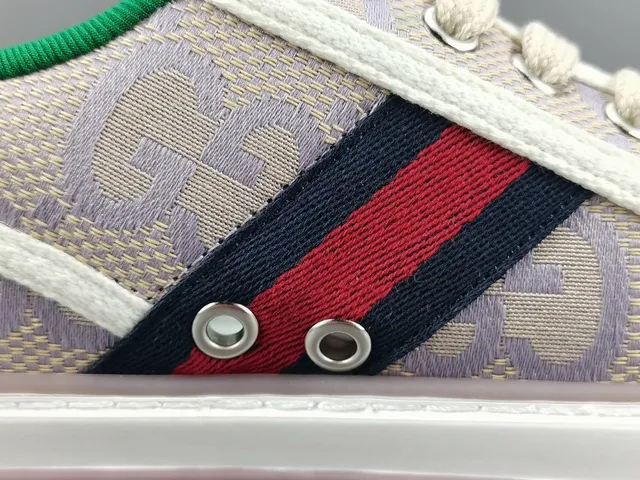 Gucci Tennis 1977 Beige Monogram Web Stripe Lifestyle Sneakers 6