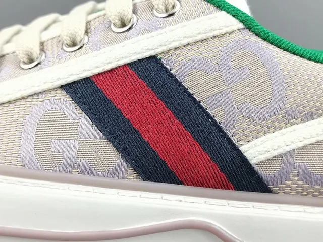 Gucci Tennis 1977 Beige Monogram Web Stripe Lifestyle Sneakers 8