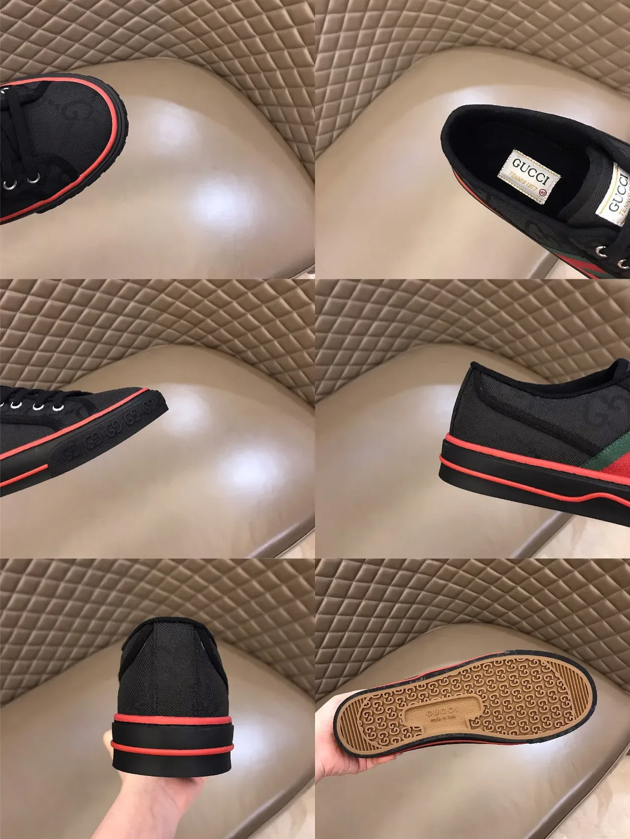Gucci Tennis 1977 Preto Verde Vermelho Rosa Tênis Lifestyle 3