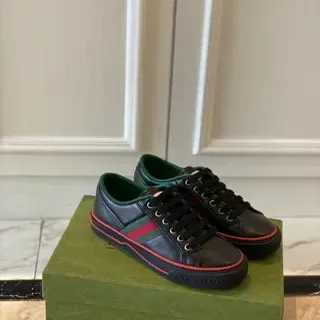 Gucci Tennis 1977 Black Green Red Web Stripe Lifestyle Sneakers