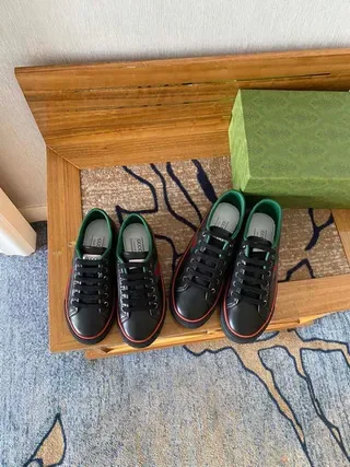 Gucci Tennis 1977 Black Green Red Web Stripe Lifestyle Sneakers 3
