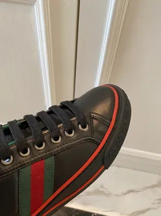 Gucci Tennis 1977 Black Green Red Web Stripe Lifestyle Sneakers 5