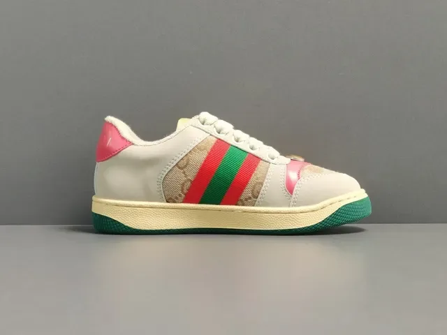 Gucci Tennis 1977 GG Monogram Web Stripe Pink Lifestyle Sneakers 17