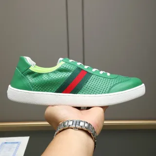Gucci Tennis 1977 Green Red Web Perforated Leather Lifestyle Sneaker