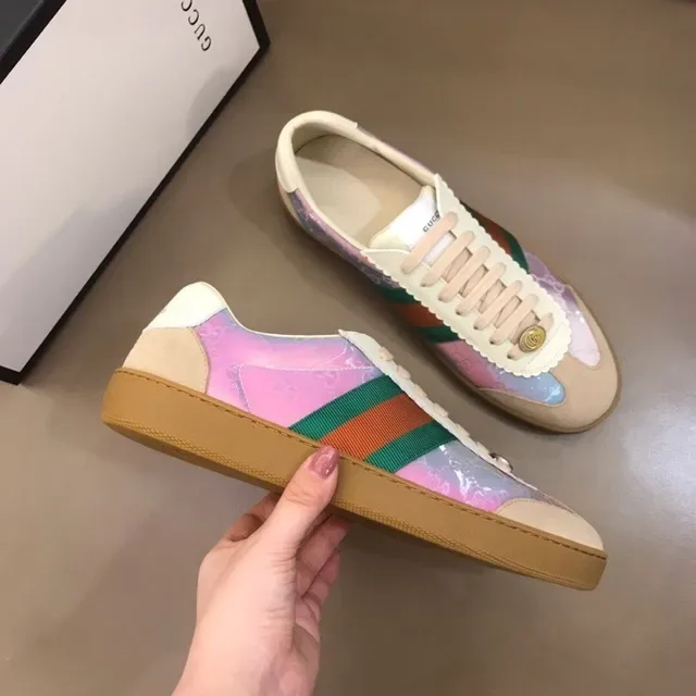 Gucci Tennis 1977 Iridescent Pink Web Stripe Lifestyle Sneakers 4