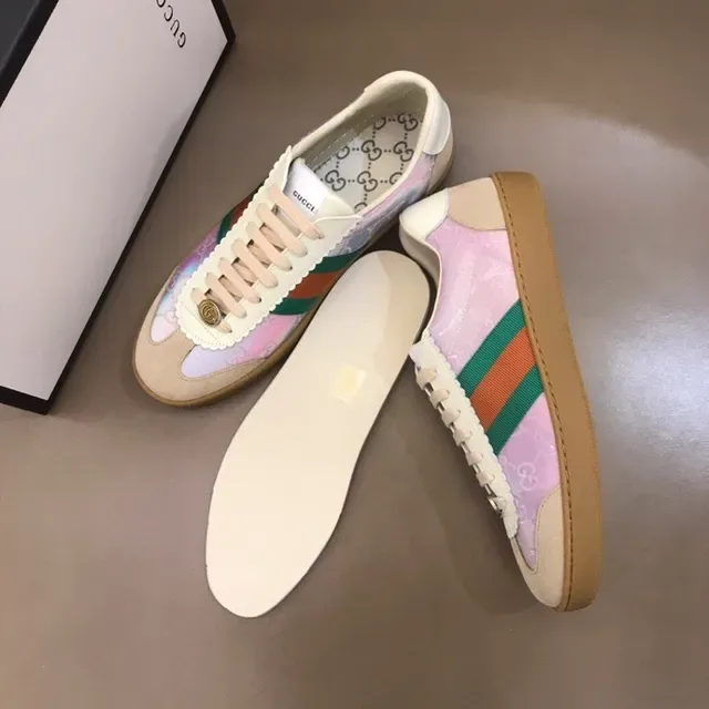 Gucci Tennis 1977 Iridescent Pink Web Stripe Lifestyle Sneakers 5