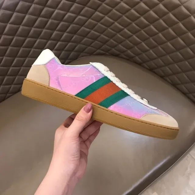 Gucci Tennis 1977 Iridescent Pink Web Stripe Lifestyle Sneakers 6