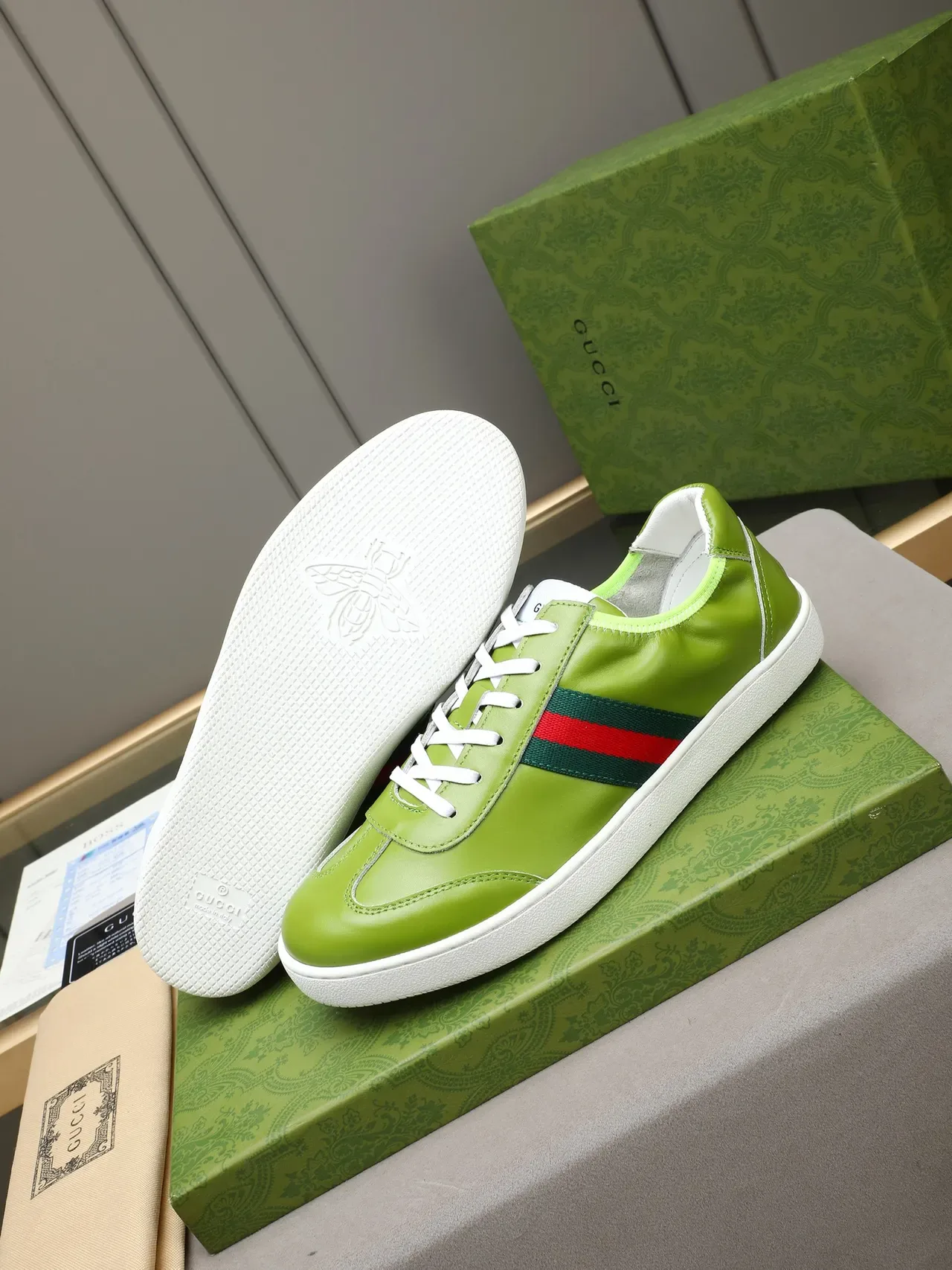 Gucci Tennis 1977 Verde Lima Listra Web Tênis Lifestyle 4