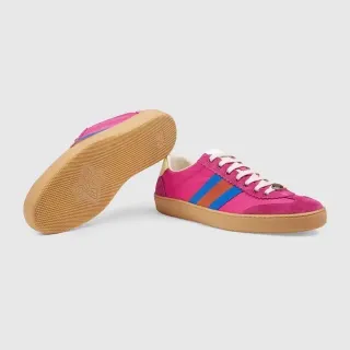 Gucci Tennis 1977 Pink Suede Web Stripe Lifestyle Sneakers
