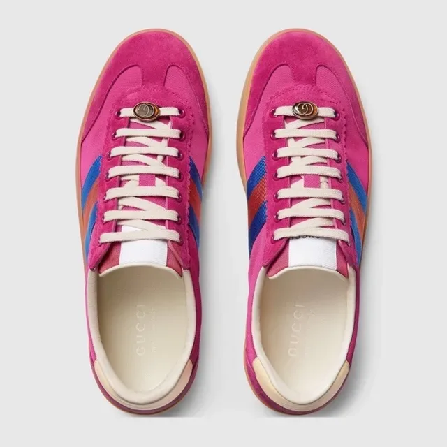 Gucci Tennis 1977 Pink Suede Web Stripe Lifestyle Sneakers 3