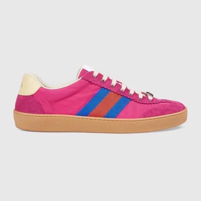 Gucci Tennis 1977 Pink Suede Web Stripe Lifestyle Sneakers 4