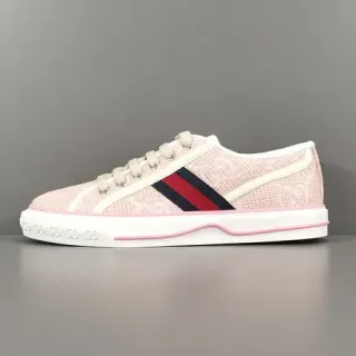 Gucci Tennis 1977 Pink Woven Web Stripe Lifestyle Sneakers