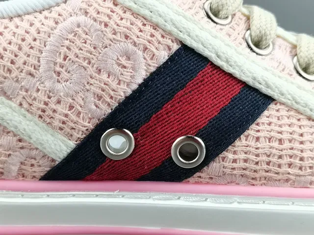 Gucci Tennis 1977 Pink Woven Web Stripe Lifestyle Sneakers 5