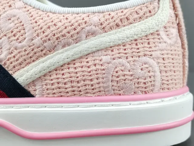 Gucci Tennis 1977 Pink Woven Web Stripe Lifestyle Sneakers 7