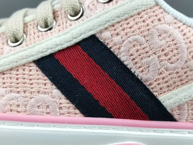 Gucci Tennis 1977 Pink Woven Web Stripe Lifestyle Sneakers 8