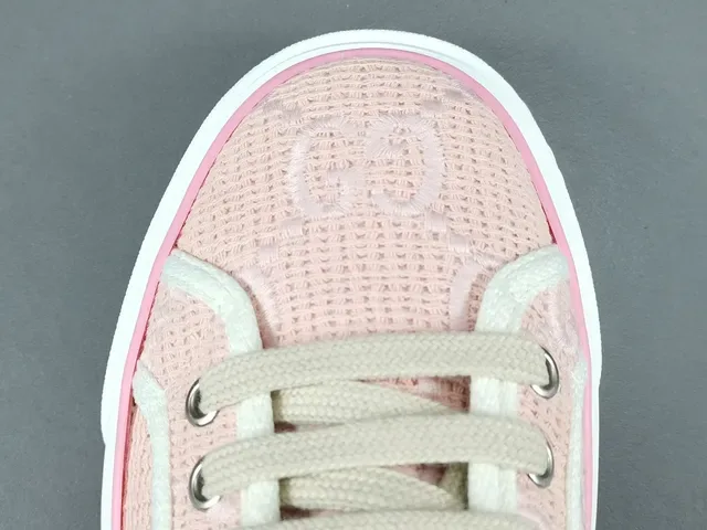 Gucci Tennis 1977 Pink Woven Web Stripe Lifestyle Sneakers 10