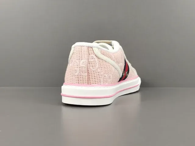Gucci Tennis 1977 Pink Woven Web Stripe Lifestyle Sneakers 14