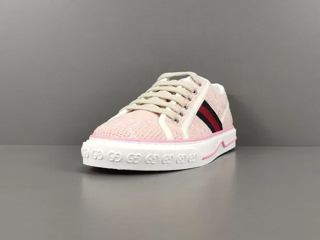 Gucci Tennis 1977 Pink Woven Web Stripe Lifestyle Sneakers 15
