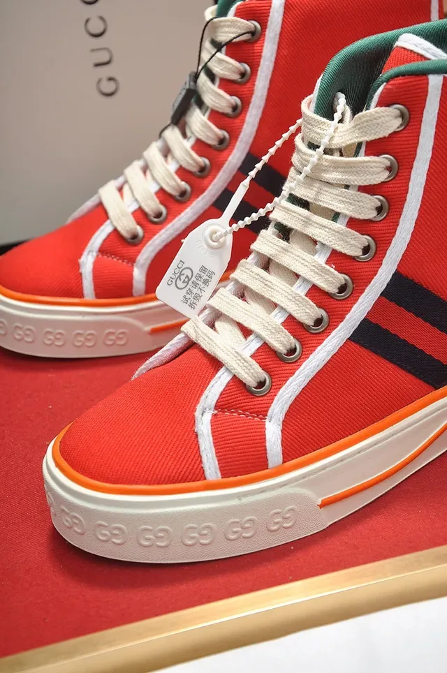 Gucci Tennis 1977 Toile Rouge Noir Blanc Orange Baskets Lifestyle 3