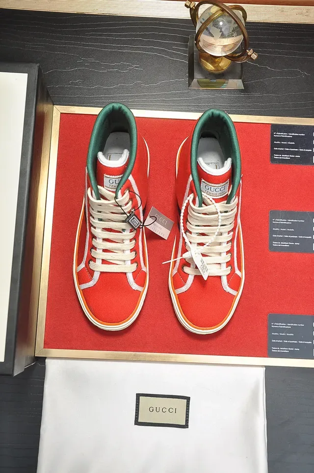 Gucci Tennis 1977 Toile Rouge Noir Blanc Orange Baskets Lifestyle 9