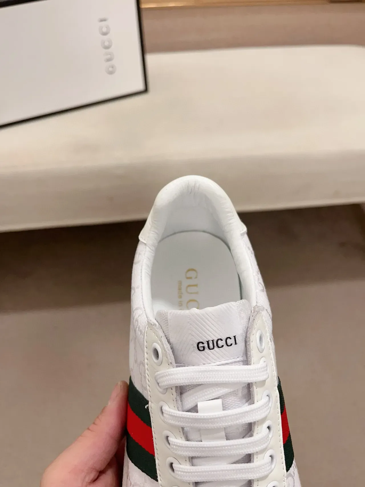 Gucci Tennis 1977 Blanches GG Jacquard Web Stripe Sneakers Lifestyle 6