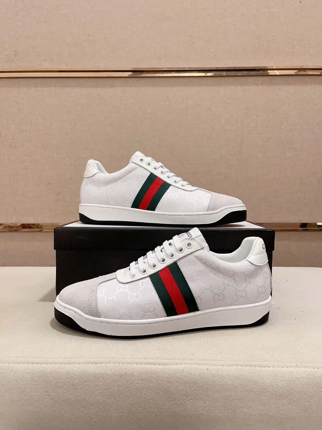 Gucci Tennis 1977 Blanches GG Jacquard Web Stripe Sneakers Lifestyle 7
