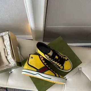Gucci Tennis 1977 Yellow Web Stripe Lifestyle Sneakers