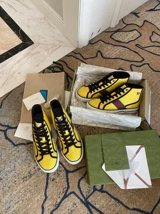 Gucci Tennis 1977 Yellow Web Stripe Lifestyle Sneakers 3