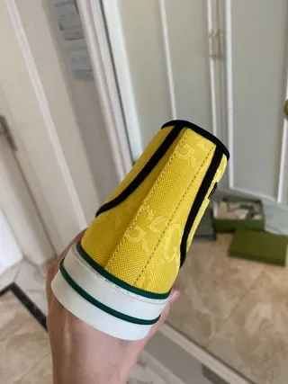 Gucci Tennis 1977 Yellow Web Stripe Lifestyle Sneakers 7