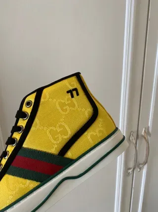 Gucci Tennis 1977 Yellow Web Stripe Lifestyle Sneakers 8
