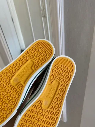 Gucci Tennis 1977 Yellow Web Stripe Lifestyle Sneakers 9