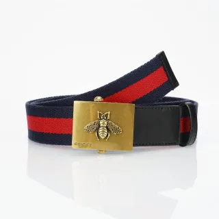 Gucci Web Belt Navy Red Woven Strap Stripe Canvas Belt