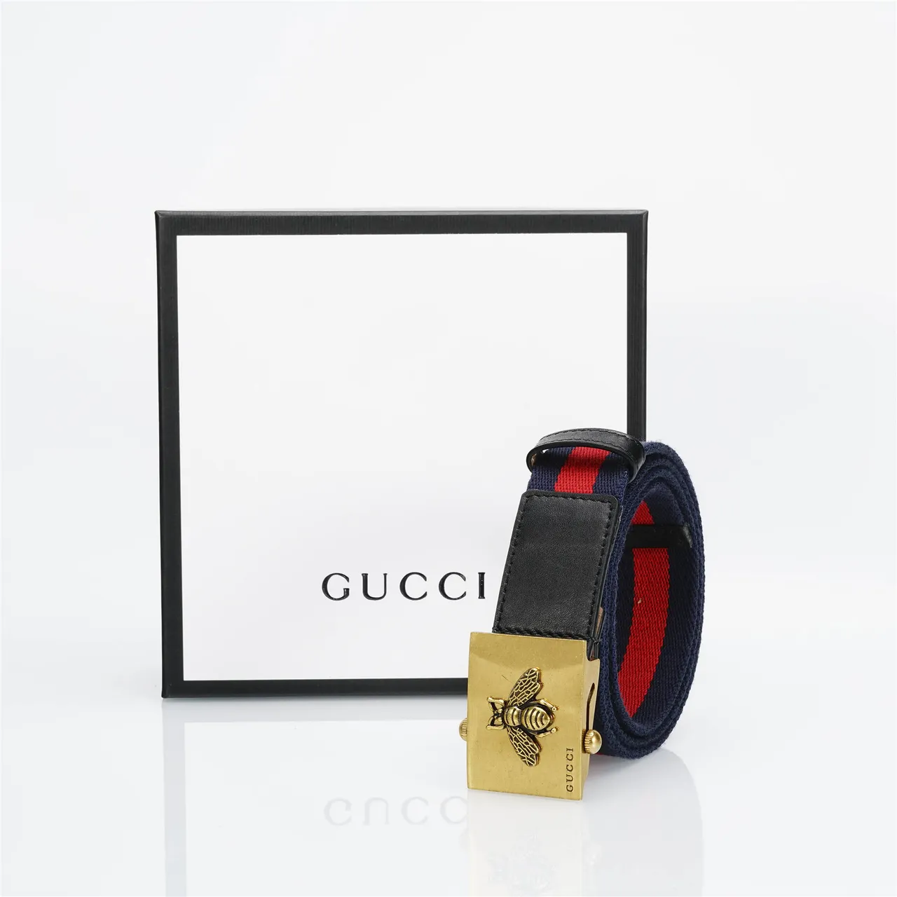 Gucci Web Belt Navy Red Woven Strap Stripe Canvas Belt 6